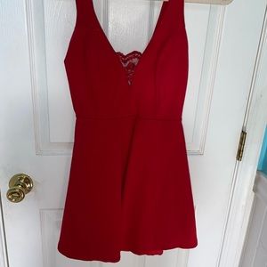 Lulu’s Red Homecoming Dress V-Neck Lace